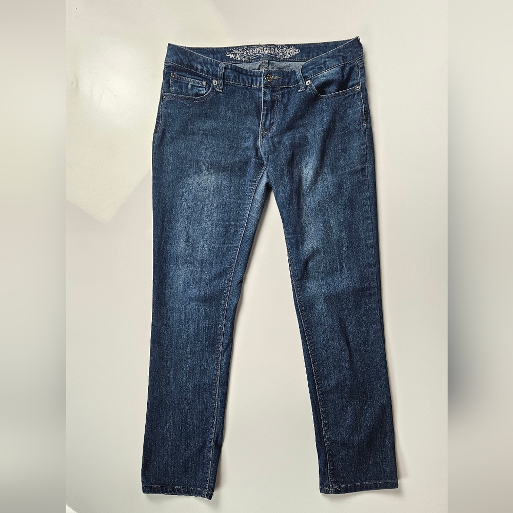 Express Straight Leg Skinny Low Rise Women's Blue Jeans 10